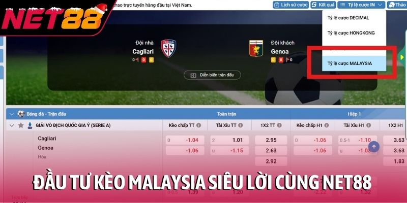 Đầu tư kèo Malaysia siêu lời cùng NET88
