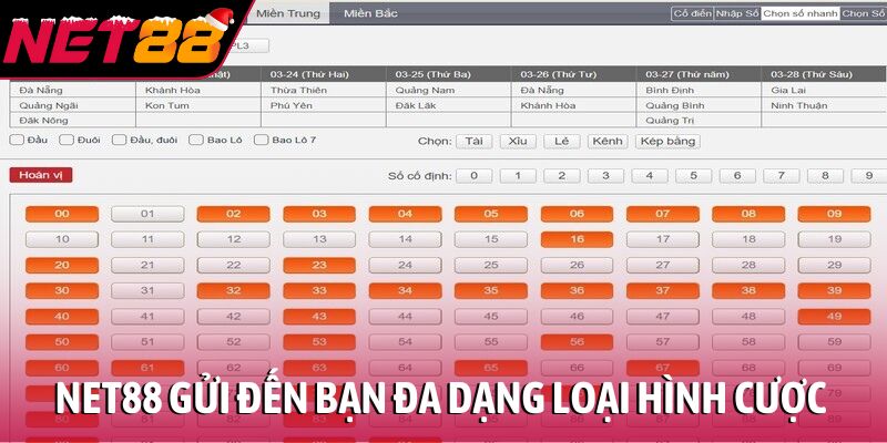NET88 gửi đến bạn đa dạng loại hình cược