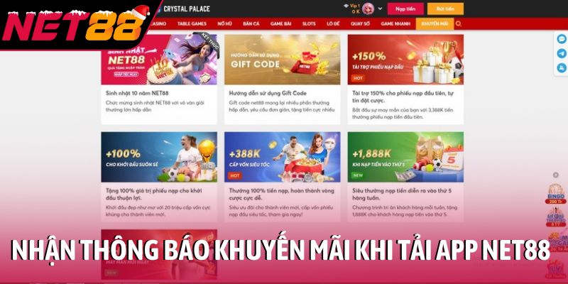 Hướng dẫn tải app NET88 nhanh gọn - Cá cược mượt mọi lúc Nhận thông báo khuyến mãi khi tải app NET88