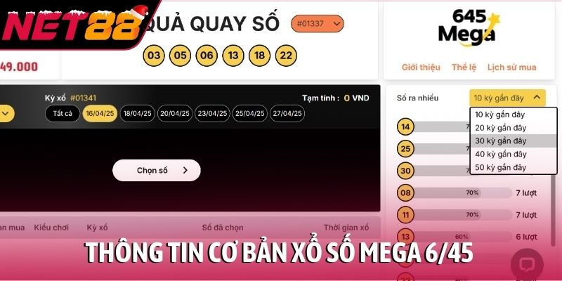 Thông tin cơ bản xổ số Mega 6/45